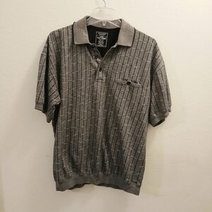 Safe Harbor Sportswear Polo Shirt Mens Size L Grey Black Plaid Vintage